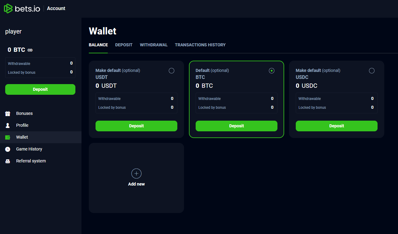 Bets.io wallet and supported cryptocurrencies