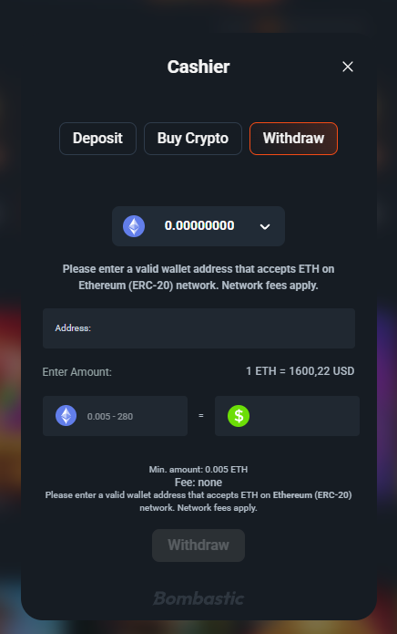 Bombastic withdrawal page