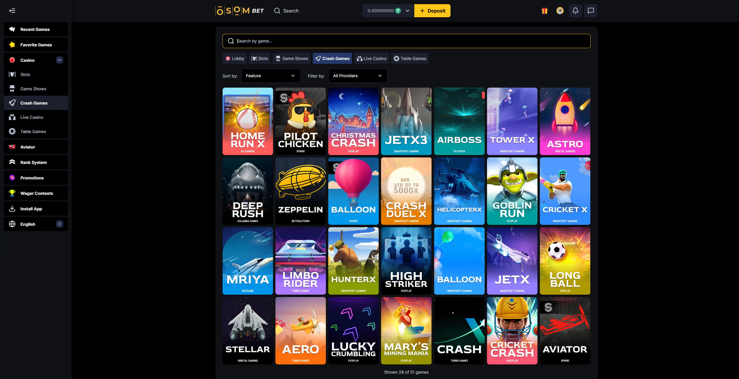 Osombet crash games section