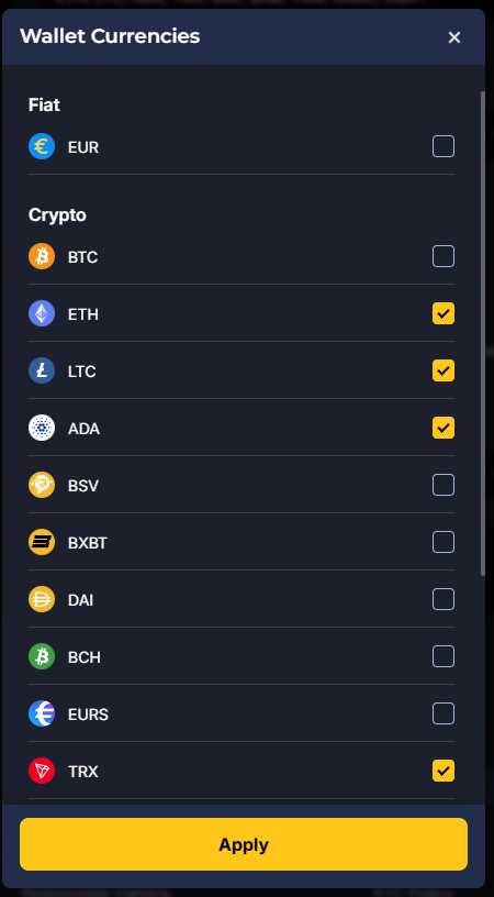 Osombet deposit coins list